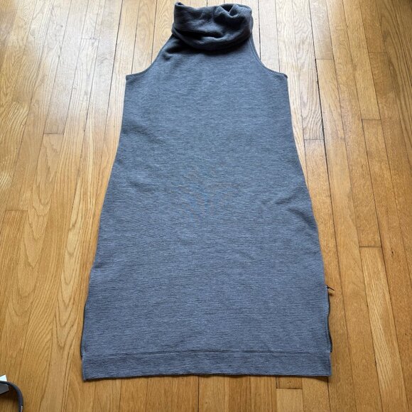 Banana Republic Size XL Gray Micro-Stripe Sleeveless Knit Turtleneck Tunic Dress - Picture 13 of 14